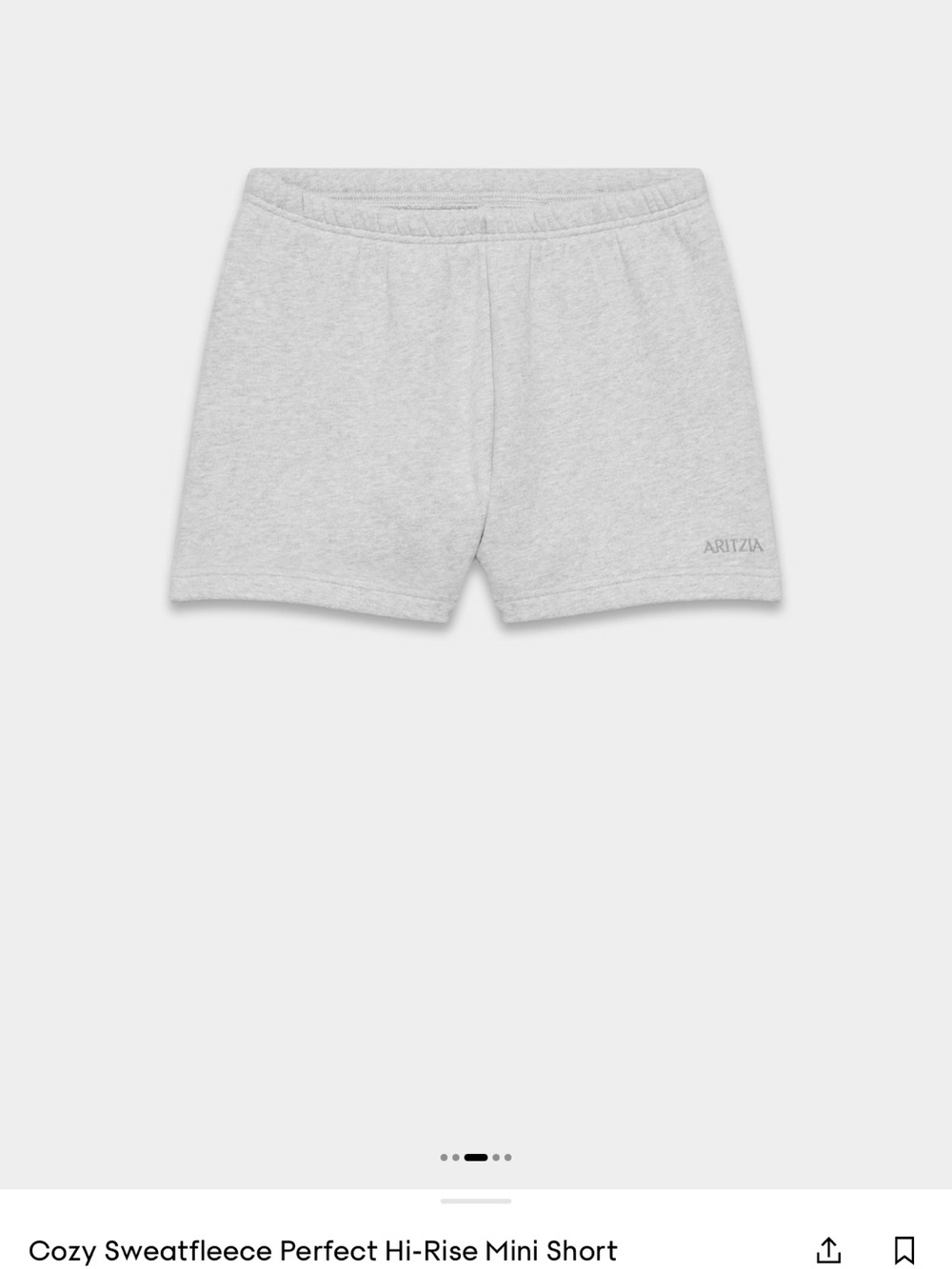 Aritzia Sweatfleece Perfect Hi-Rise Mini Shorts — Light Gray